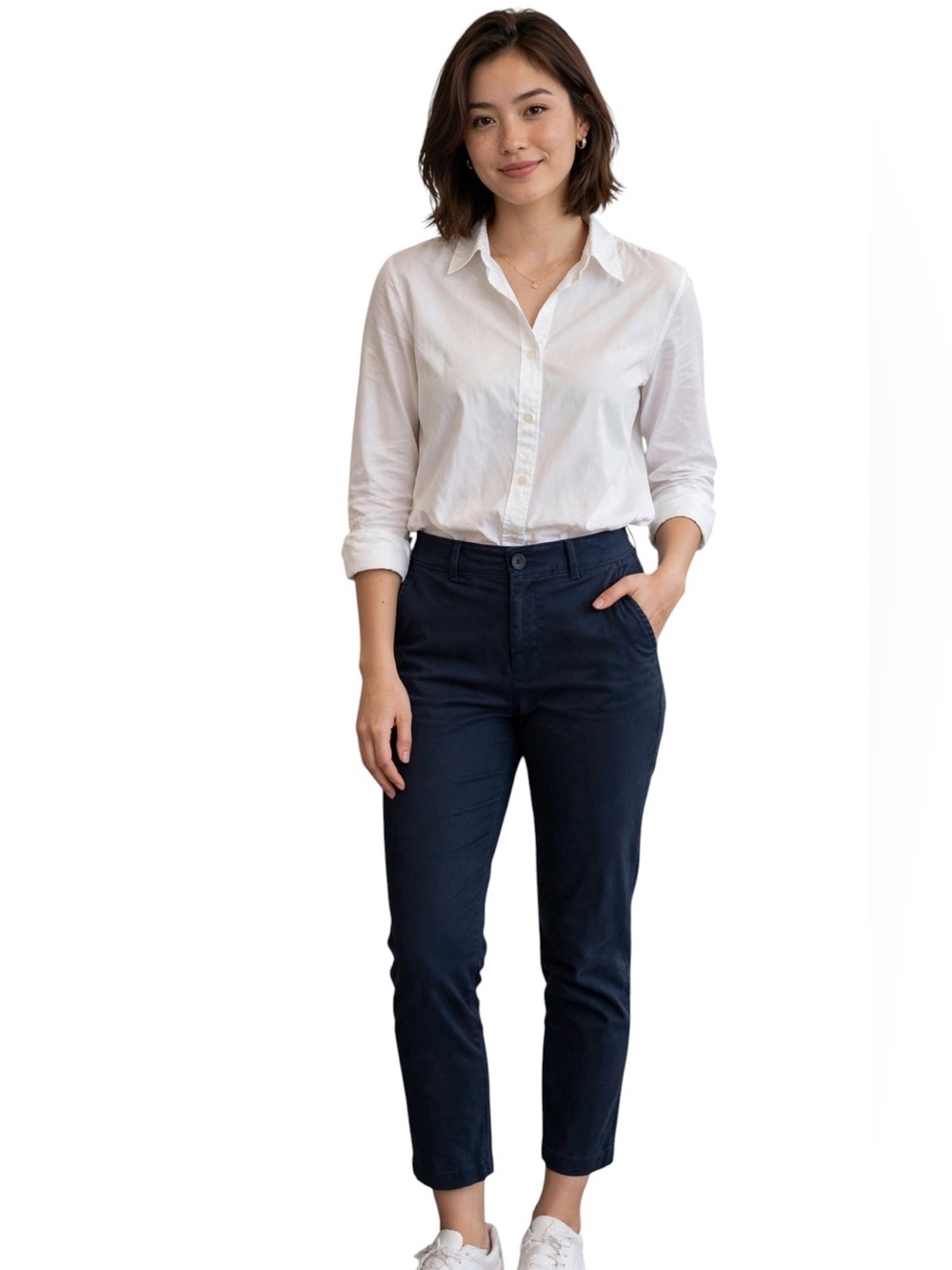 Chino Preppy Pants Women Navy Blue Teacher Workwear Size 4